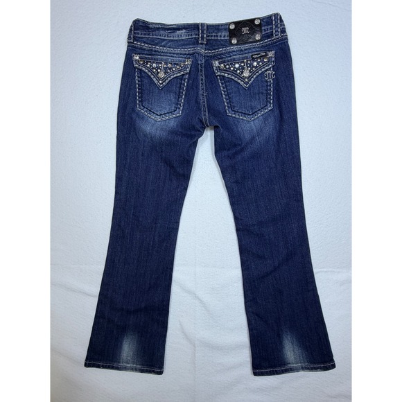 Miss Me Bootcut Jeans Women 30 Blue JE5141BR Dark Wash Studded Rhinestone Y2K - Picture 6 of 10